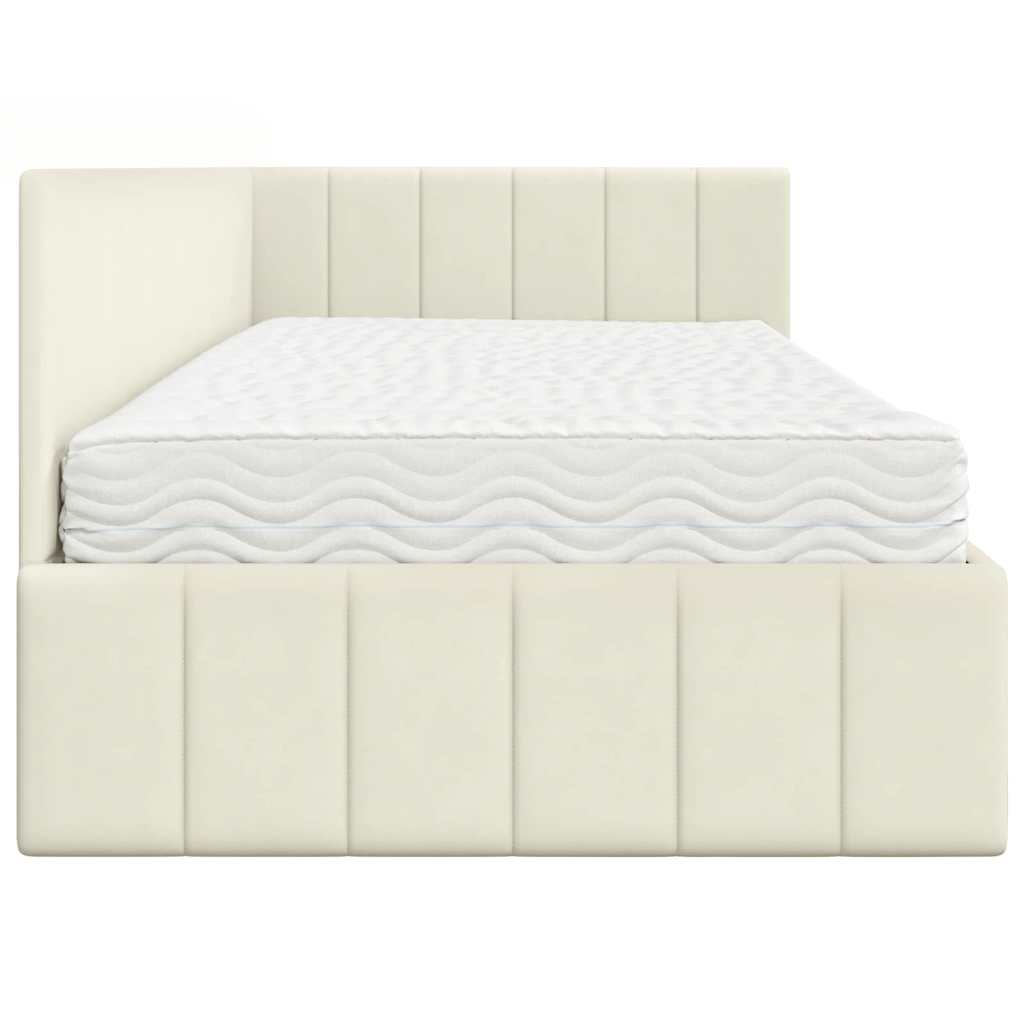 Eckbettgestell mit Matratze 2 stk. Creme 90 x 190 cm Samt