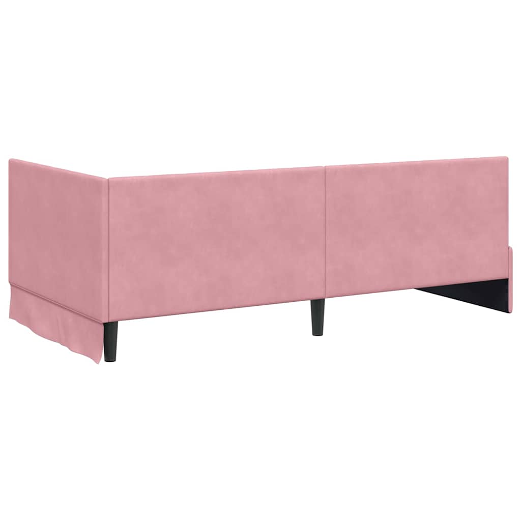 Eckbettgestell mit Matratze 2 stk. Rosa 90 x 200 cm Samt