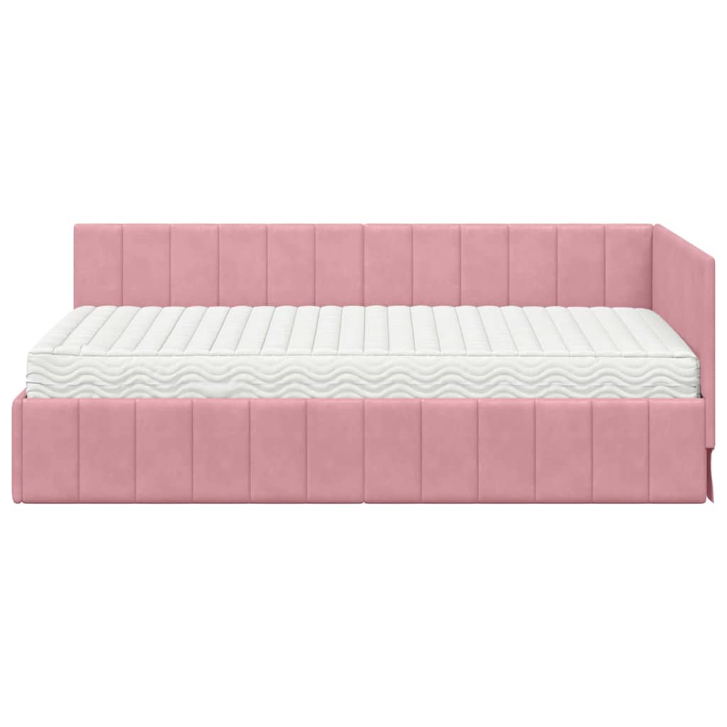 Eckbettgestell mit Matratze 2 stk. Rosa 90 x 200 cm Samt