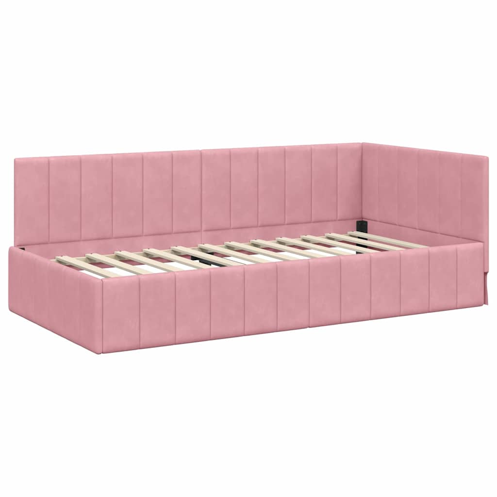 Eckbettgestell mit Matratze 2 stk. Rosa 90 x 200 cm Samt