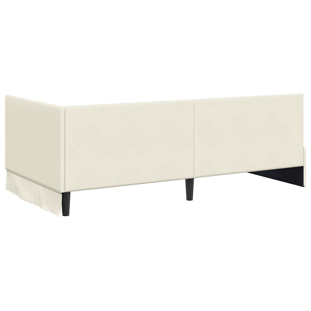 Eckbettgestell mit Matratze 2 stk. Creme 90 x 200 cm Samt