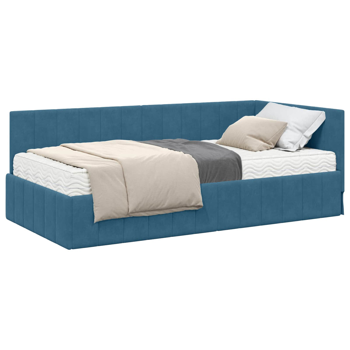 Eckbettgestell mit Matratze 2 stk. Blau 100 x 200 cm Samt