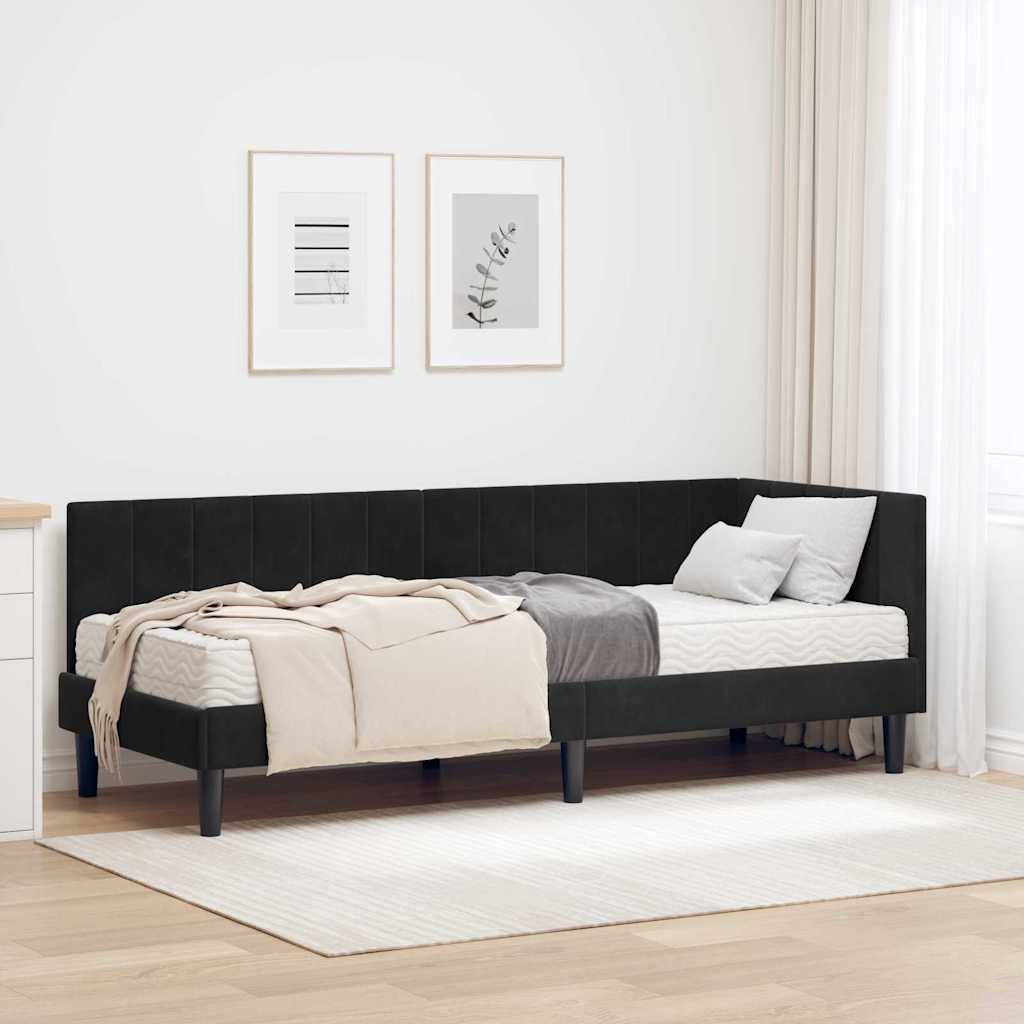 Eckbettgestell mit Matratze 2 stk. Schwarz 80 x 200 cm Samt