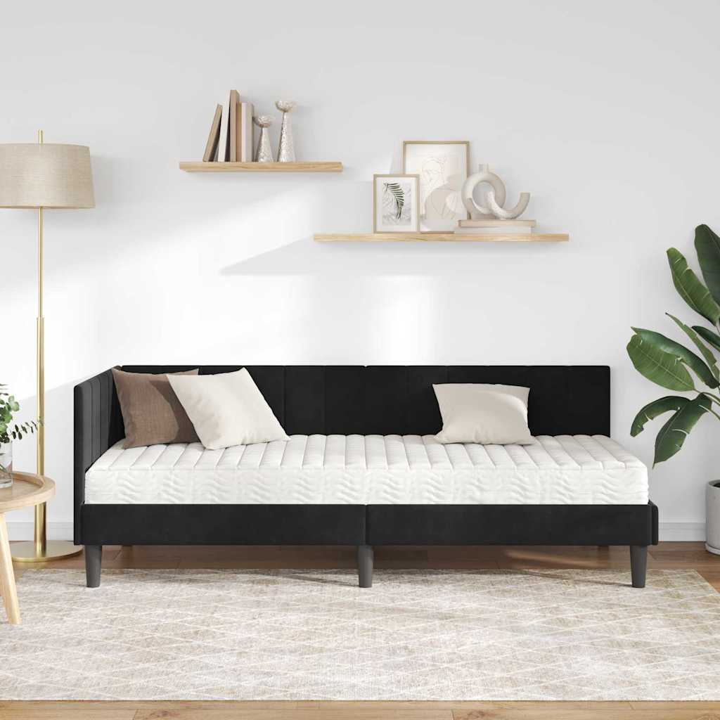 Eckbettgestell mit Matratze 2 stk. Schwarz 80 x 200 cm Samt