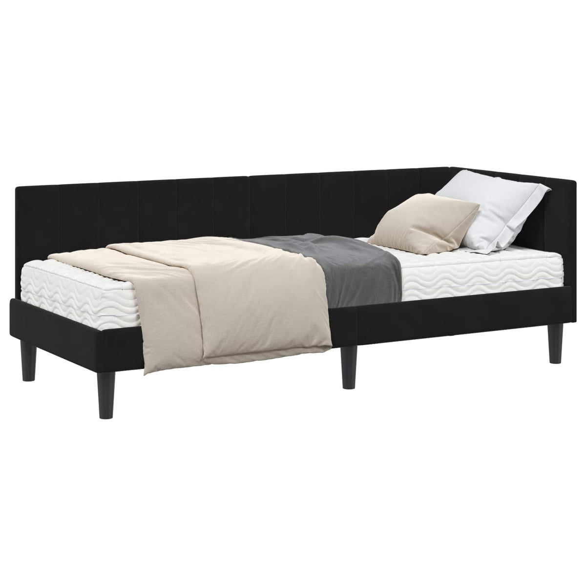 Eckbettgestell mit Matratze 2 stk. Schwarz 80 x 200 cm Samt