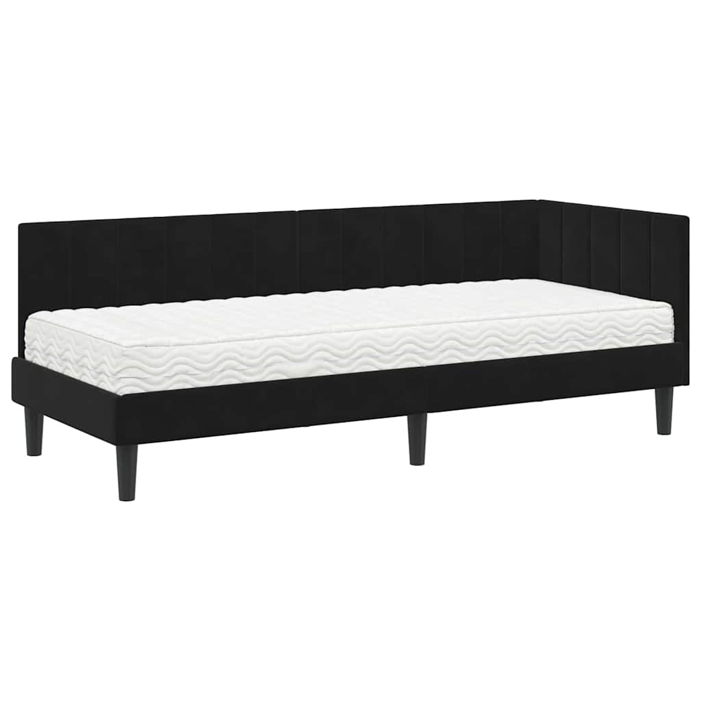 Eckbettgestell mit Matratze 2 stk. Schwarz 80 x 200 cm Samt