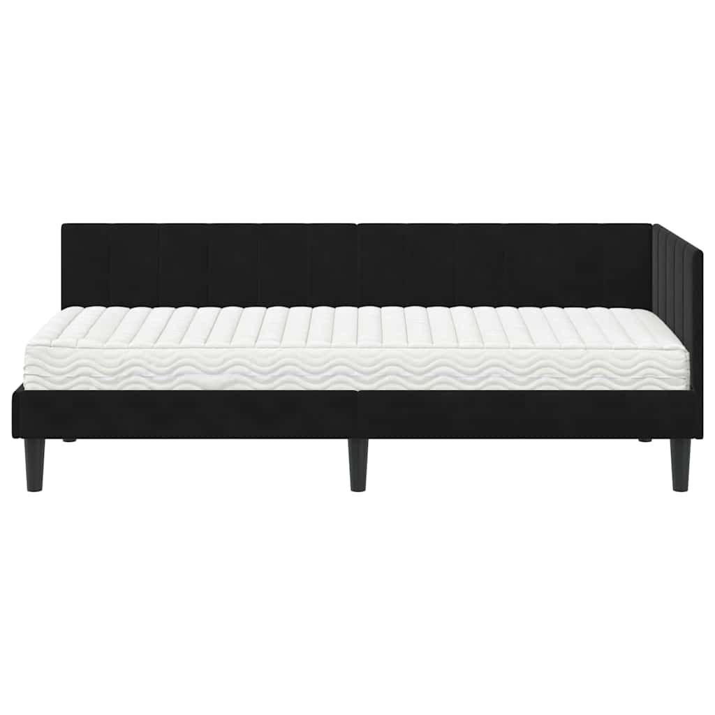 Eckbettgestell mit Matratze 2 stk. Schwarz 80 x 200 cm Samt