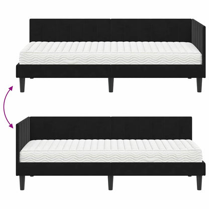 Eckbettgestell mit Matratze 2 stk. Schwarz 80 x 200 cm Samt