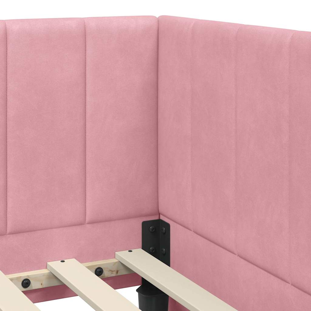 Eckbettgestell mit Matratze 2 stk. Rosa 90 x 190 cm Samt