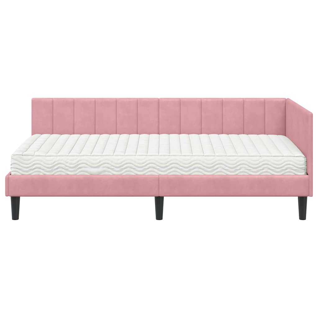 Eckbettgestell mit Matratze 2 stk. Rosa 90 x 190 cm Samt