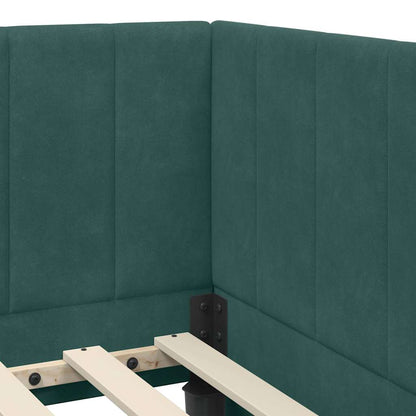 Eckbettgestell mit Matratze 2 stk. Dunkelgrün 90 x 200 cm Samt