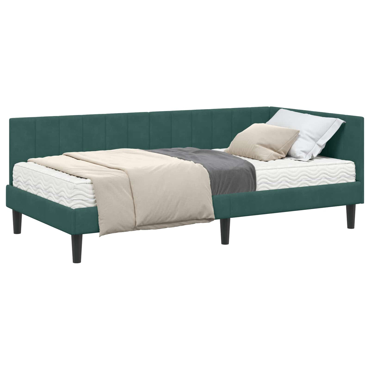 Eckbettgestell mit Matratze 2 stk. Dunkelgrün 90 x 200 cm Samt