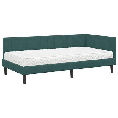 Eckbettgestell mit Matratze 2 stk. Dunkelgrün 90 x 200 cm Samt