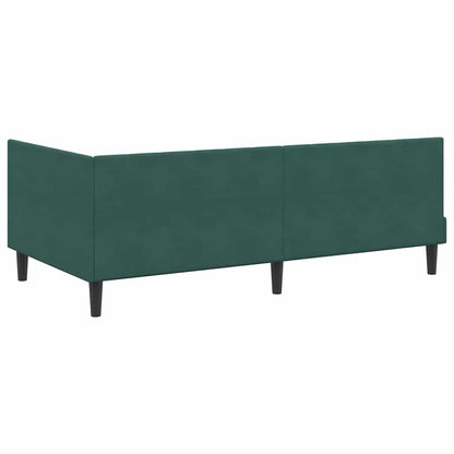 Eckbettgestell mit Matratze 2 stk. Dunkelgrün 90 x 200 cm Samt