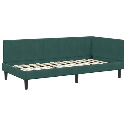 Eckbettgestell mit Matratze 2 stk. Dunkelgrün 90 x 200 cm Samt