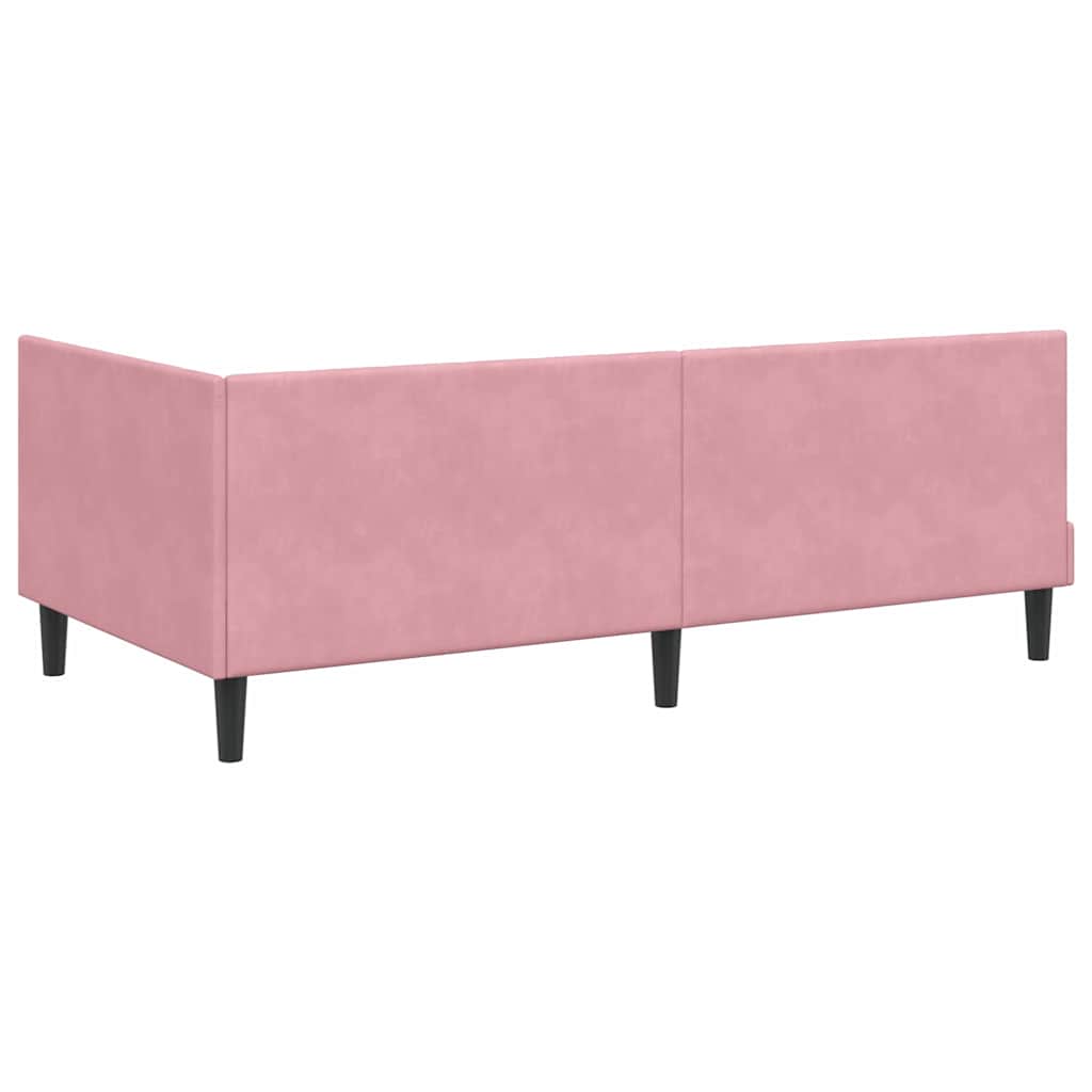 Eckbettgestell mit Matratze 2 stk. Rosa 90 x 200 cm Samt