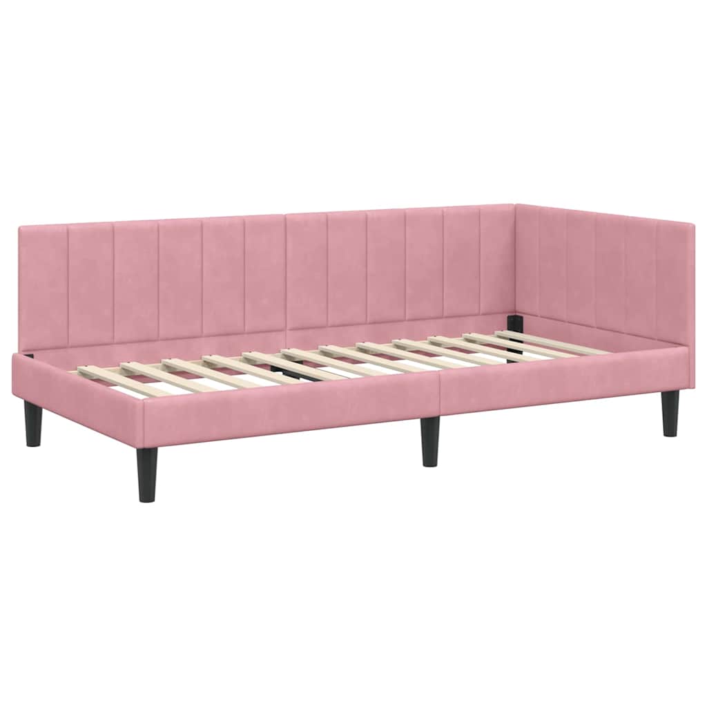 Eckbettgestell mit Matratze 2 stk. Rosa 90 x 200 cm Samt