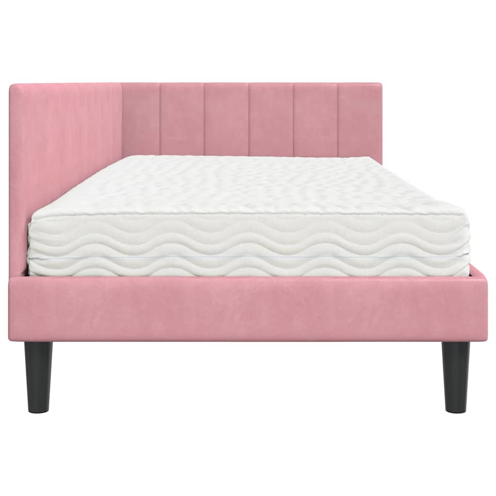 Eckbettgestell mit Matratze 2 stk. Rosa 90 x 200 cm Samt