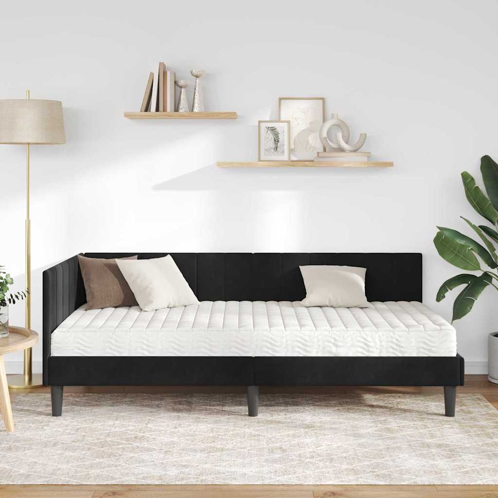 Eckbettgestell mit Matratze 2 stk. Schwarz 90 x 200 cm Samt