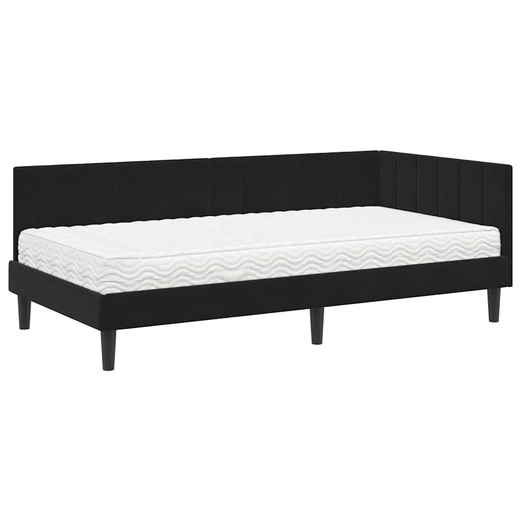 Eckbettgestell mit Matratze 2 stk. Schwarz 90 x 200 cm Samt
