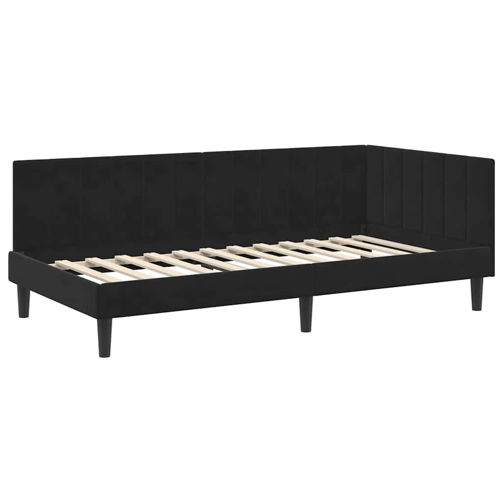 Eckbettgestell mit Matratze 2 stk. Schwarz 90 x 200 cm Samt