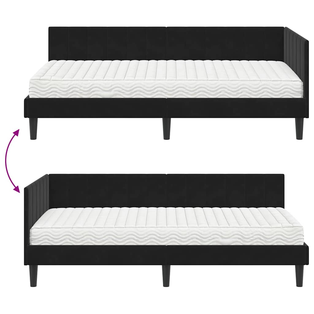 Eckbettgestell mit Matratze 2 stk. Schwarz 90 x 200 cm Samt