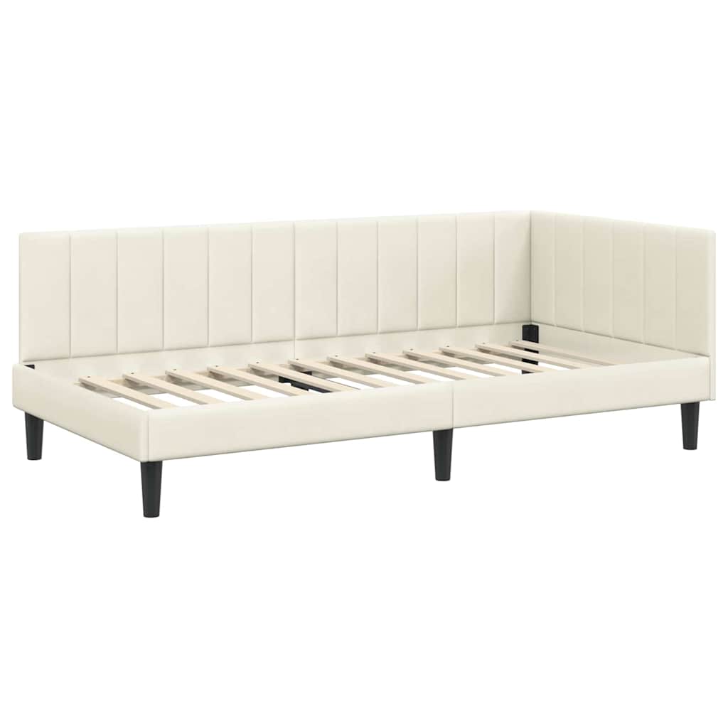 Eckbettgestell mit Matratze 2 stk. Creme 90 x 200 cm Samt