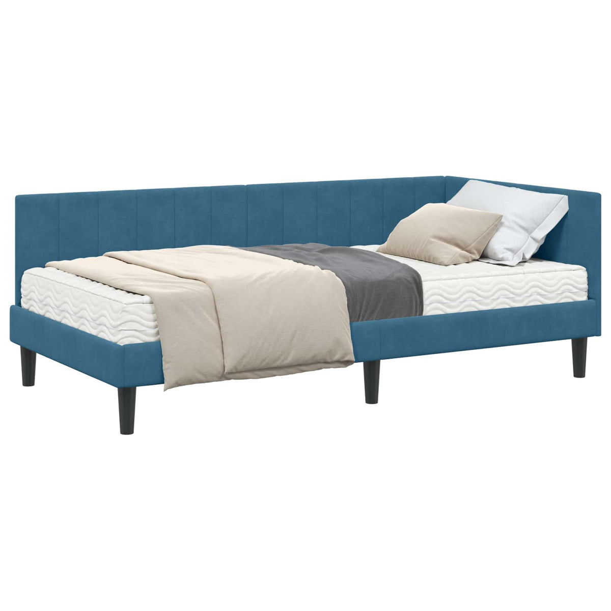 Eckbettgestell mit Matratze 2 stk. Blau 100 x 200 cm Samt
