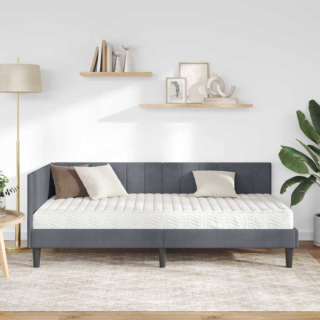 Eckbettgestell mit Matratze 2 stk. Dunkelgrau 100 x 200 cm Samt