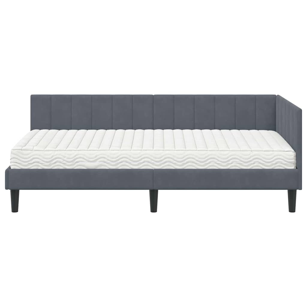 Eckbettgestell mit Matratze 2 stk. Dunkelgrau 100 x 200 cm Samt