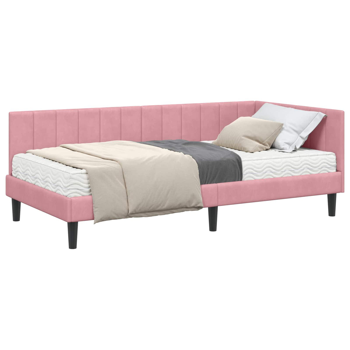 Eckbettgestell mit Matratze 2 stk. Rosa 100 x 200 cm Samt