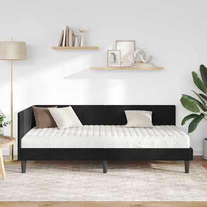 Eckbettgestell mit Matratze 2 stk. Schwarz 100 x 200 cm Samt