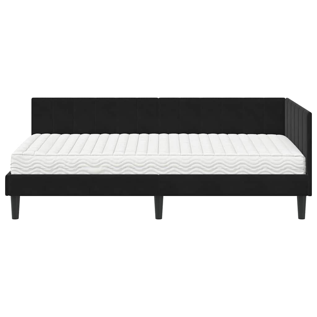 Eckbettgestell mit Matratze 2 stk. Schwarz 100 x 200 cm Samt