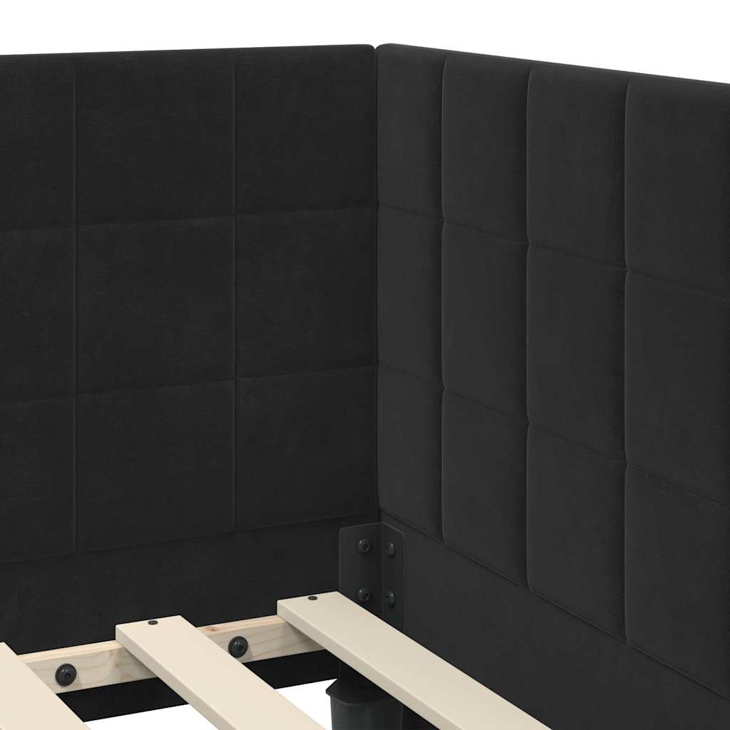 Eckbettgestell mit Matratze mit Kopfteil 2 pcs Schwarz Samt