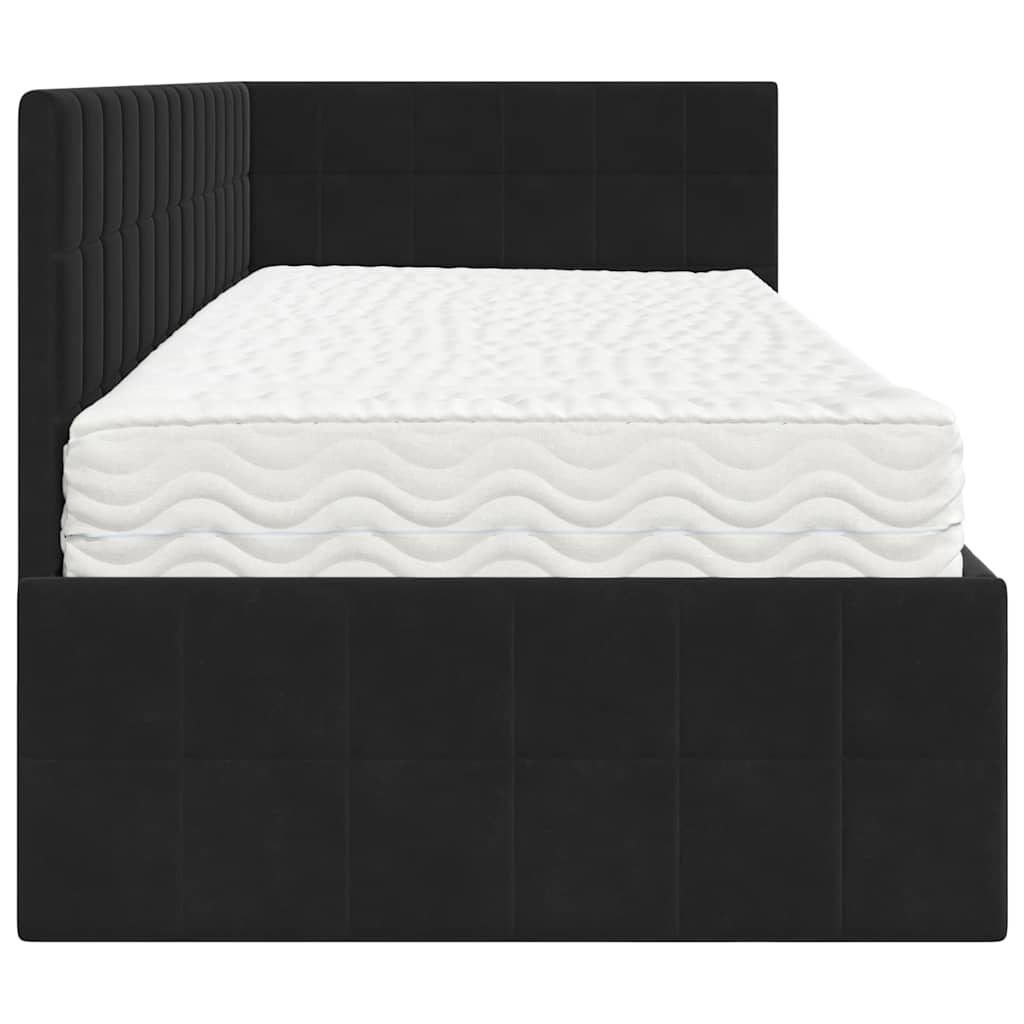Eckbettgestell mit Matratze mit Kopfteil 2 pcs Schwarz Samt
