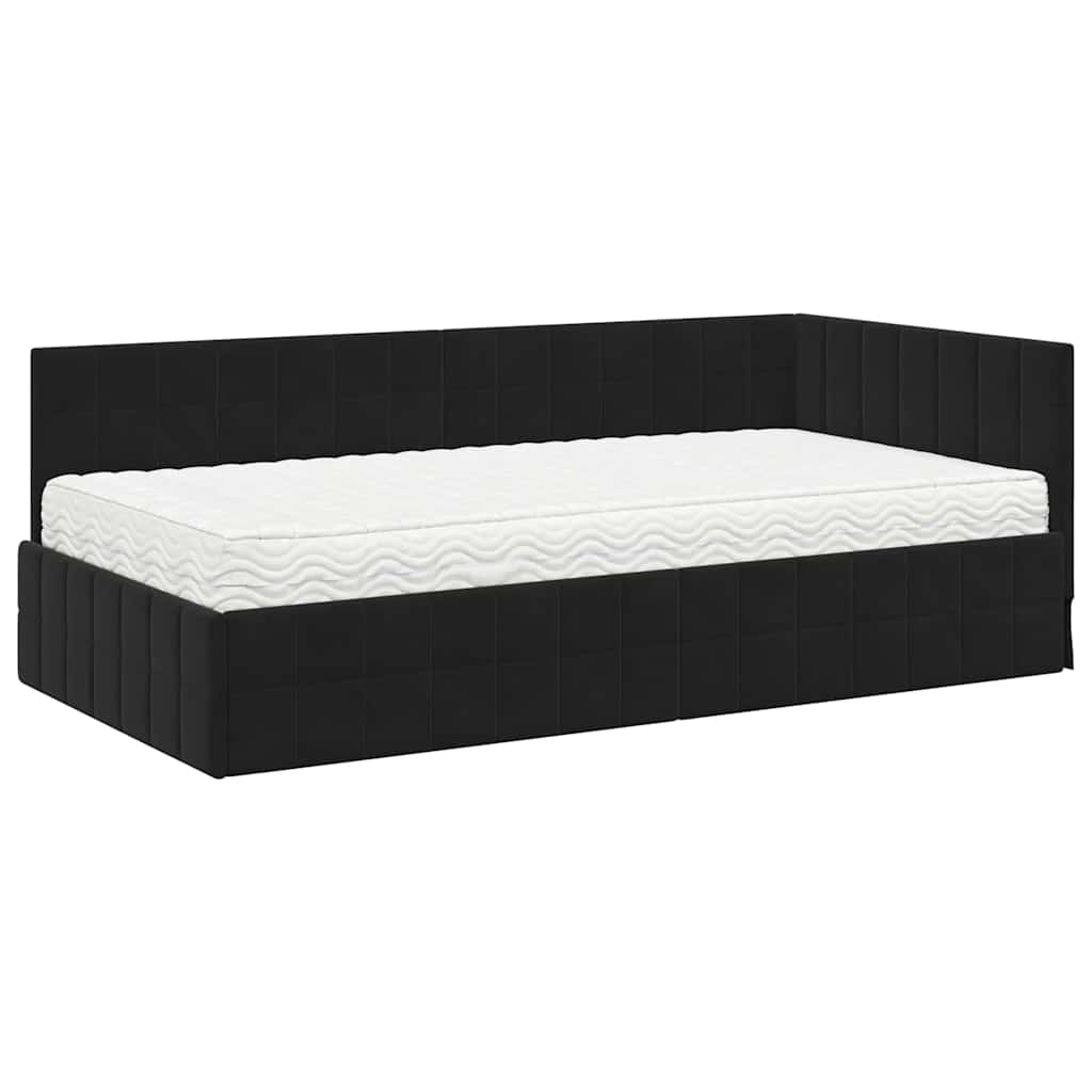Eckbettgestell mit Matratze 2 stk. Schwarz 90 x 190 cm Samt