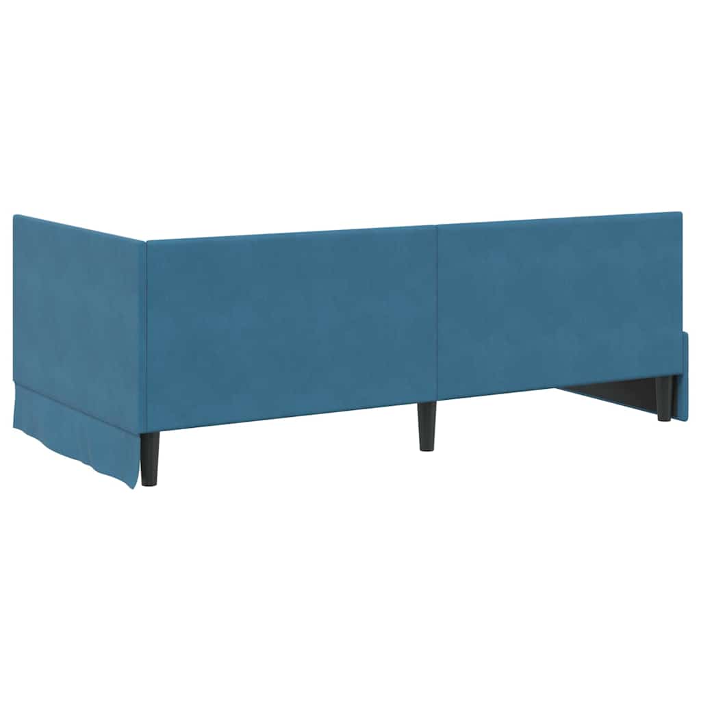 Eckbettgestell mit Matratze 2 stk. Blau 90 x 200 cm Samt
