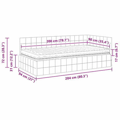 Eckbettgestell mit Matratze 2 stk. Dunkelgrau 90 x 200 cm Samt