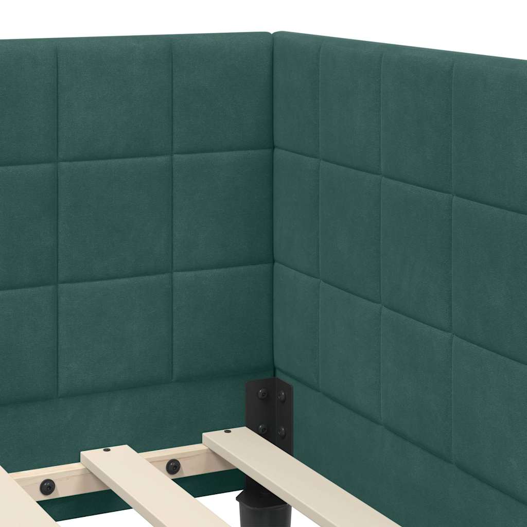 Eckbettgestell mit Matratze 2 stk. Dunkelgrün 90 x 200 cm Samt