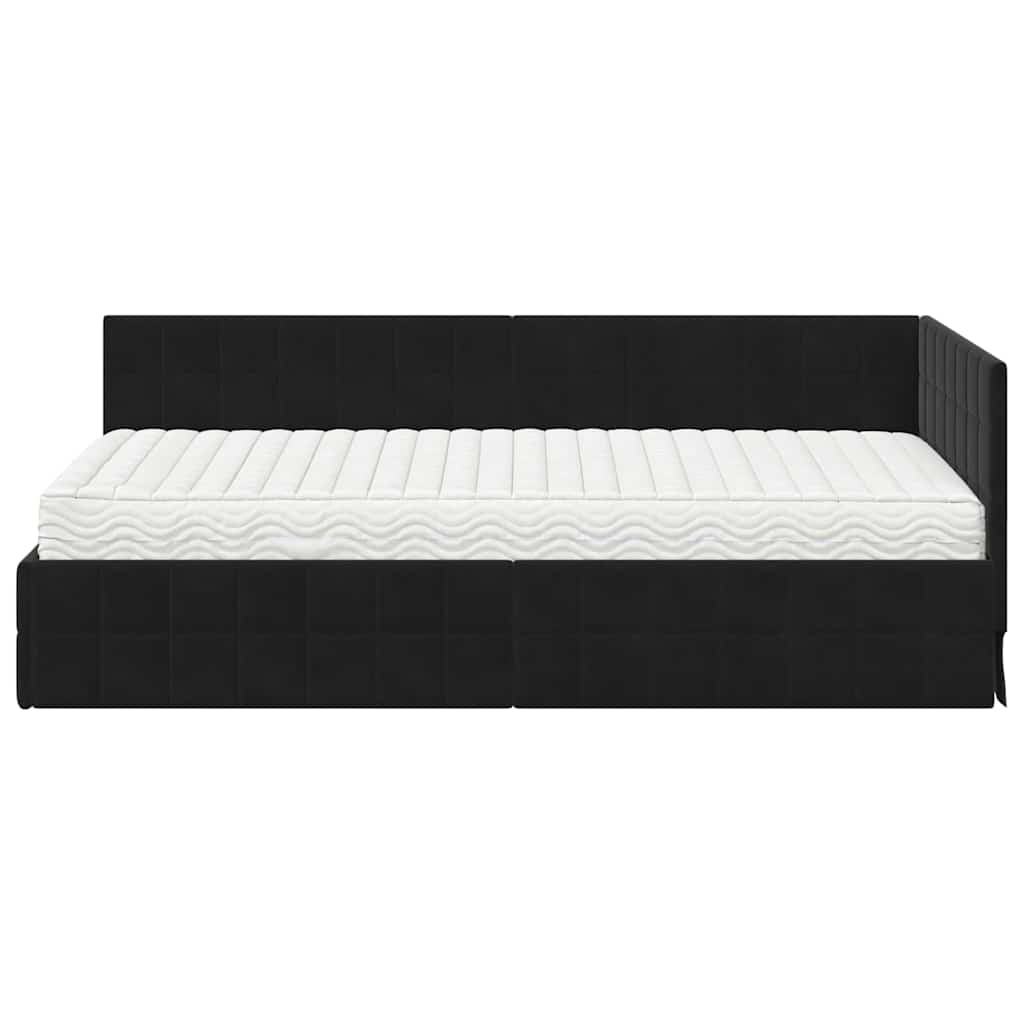 Eckbettgestell mit Matratze 2 stk. Schwarz 90 x 200 cm Samt