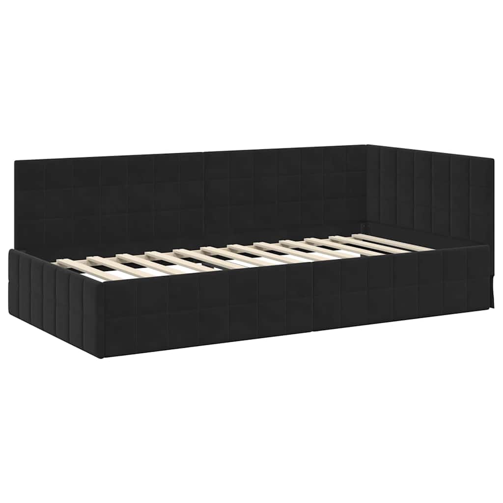 Eckbettgestell mit Matratze 2 stk. Schwarz 90 x 200 cm Samt