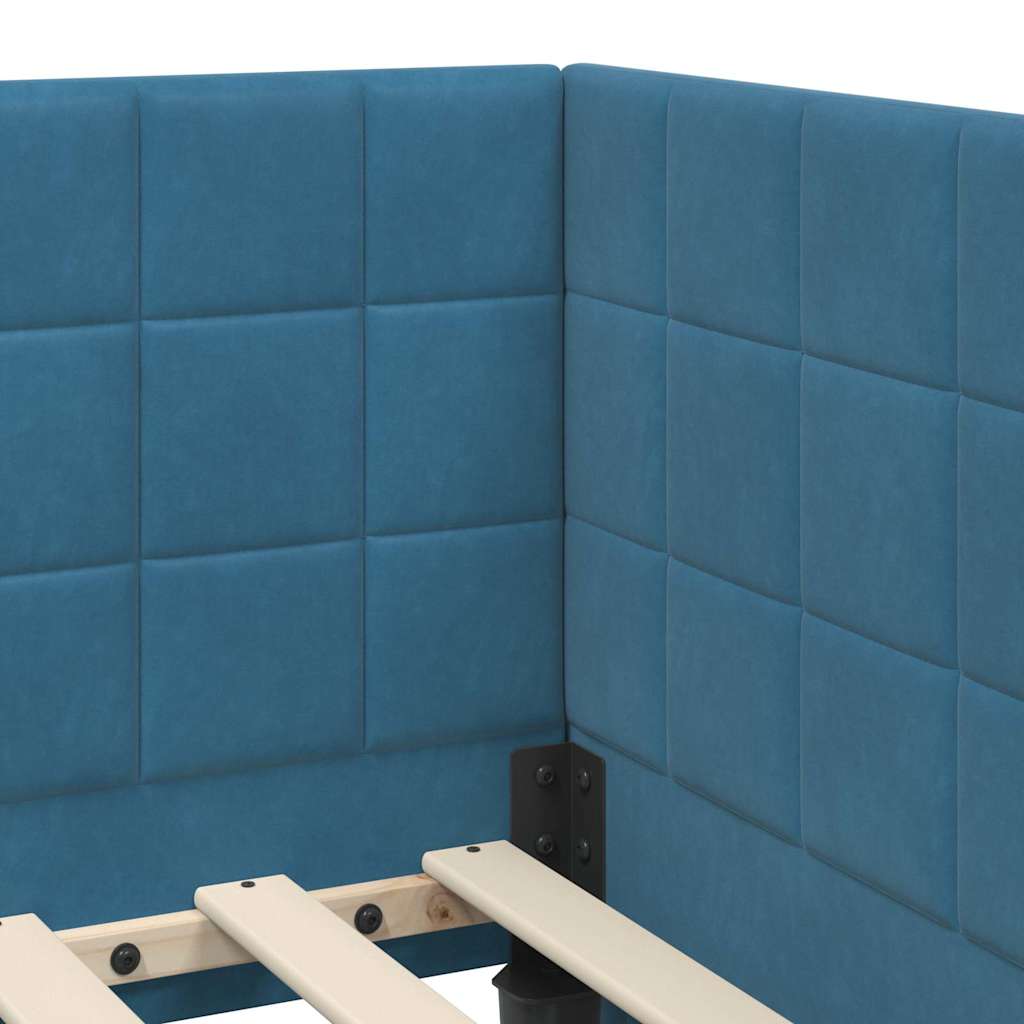 Eckbettgestell mit Matratze 2 stk. Blau 100 x 200 cm Samt