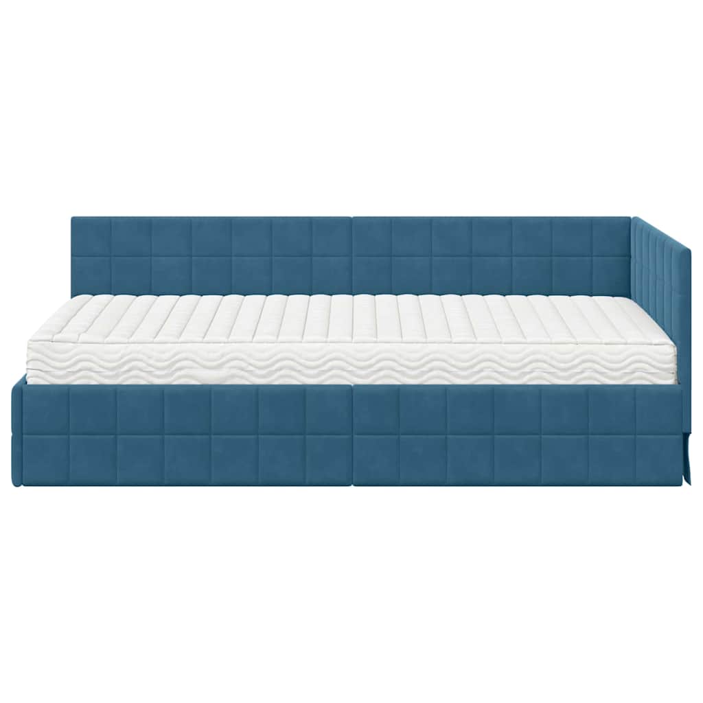 Eckbettgestell mit Matratze 2 stk. Blau 100 x 200 cm Samt