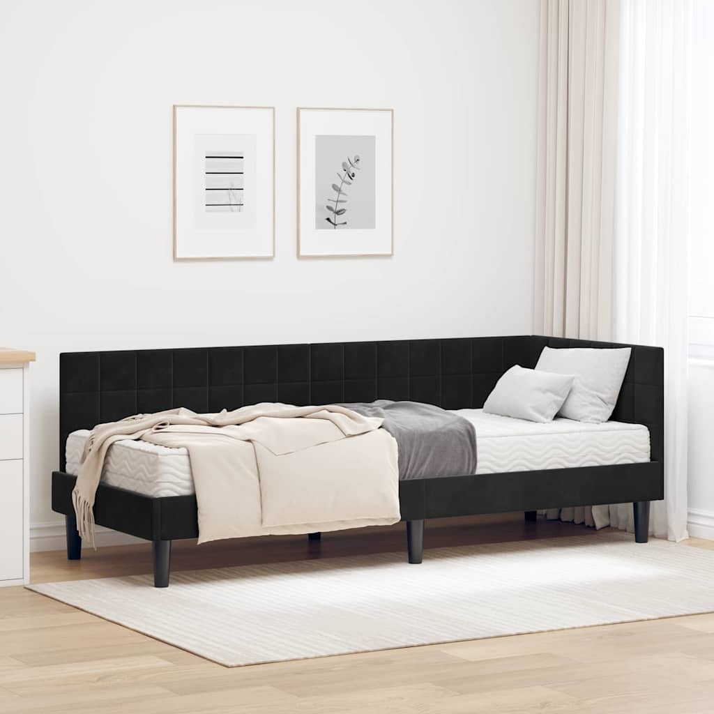 Eckbettgestell mit Matratze 2 stk. Schwarz 80 x 200 cm Samt