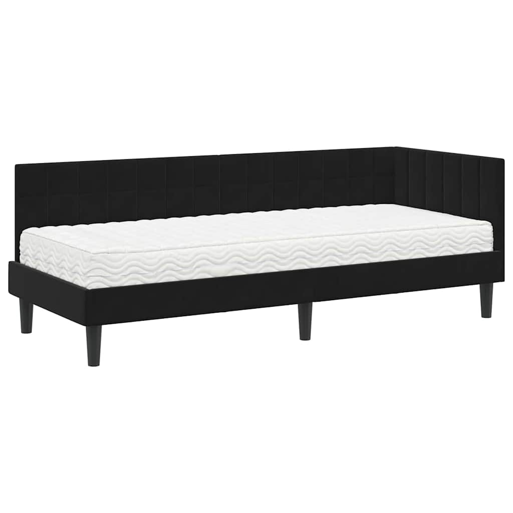 Eckbettgestell mit Matratze 2 stk. Schwarz 80 x 200 cm Samt