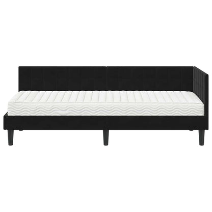Eckbettgestell mit Matratze 2 stk. Schwarz 80 x 200 cm Samt