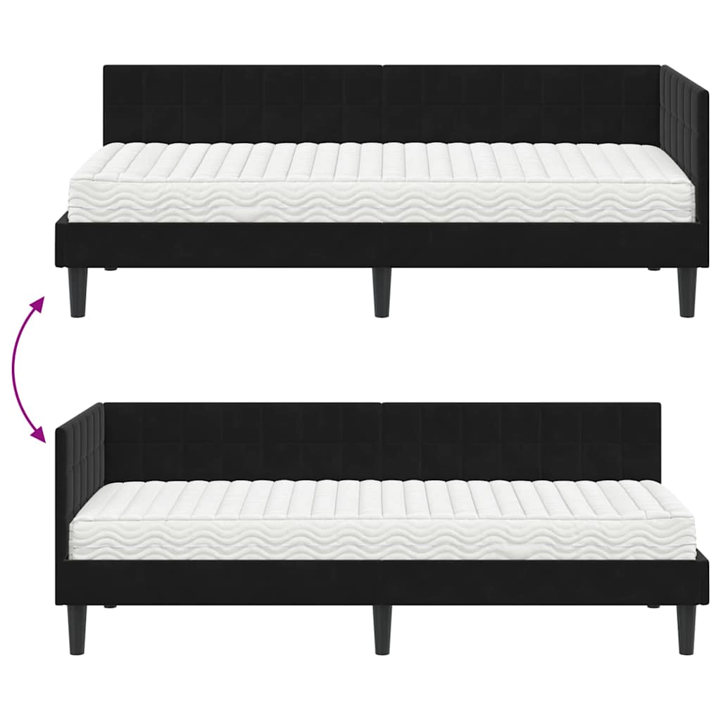 Eckbettgestell mit Matratze 2 stk. Schwarz 80 x 200 cm Samt
