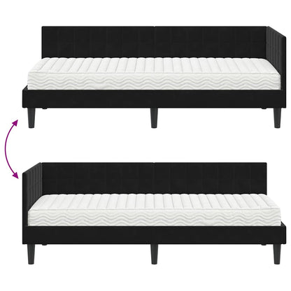 Eckbettgestell mit Matratze 2 stk. Schwarz 80 x 200 cm Samt