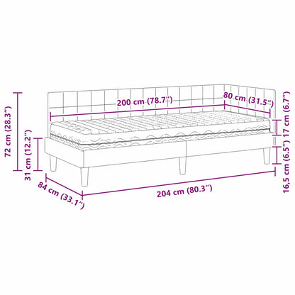 Eckbettgestell mit Matratze 2 stk. Schwarz 80 x 200 cm Samt