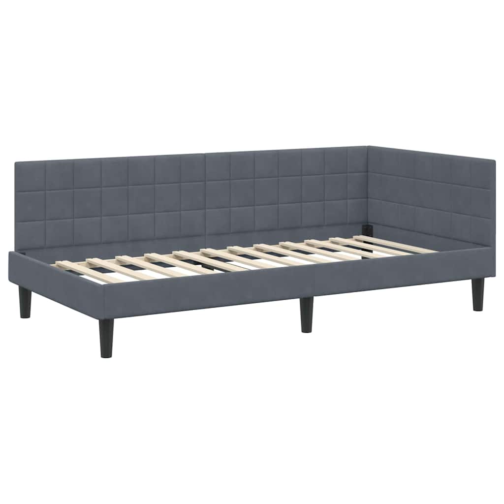 Eckbettgestell mit Matratze 2 stk. Dunkelgrau 90 x 200 cm Samt